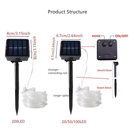 100LED Solar Tube String Light Warm White Outdoor Garden Light 1