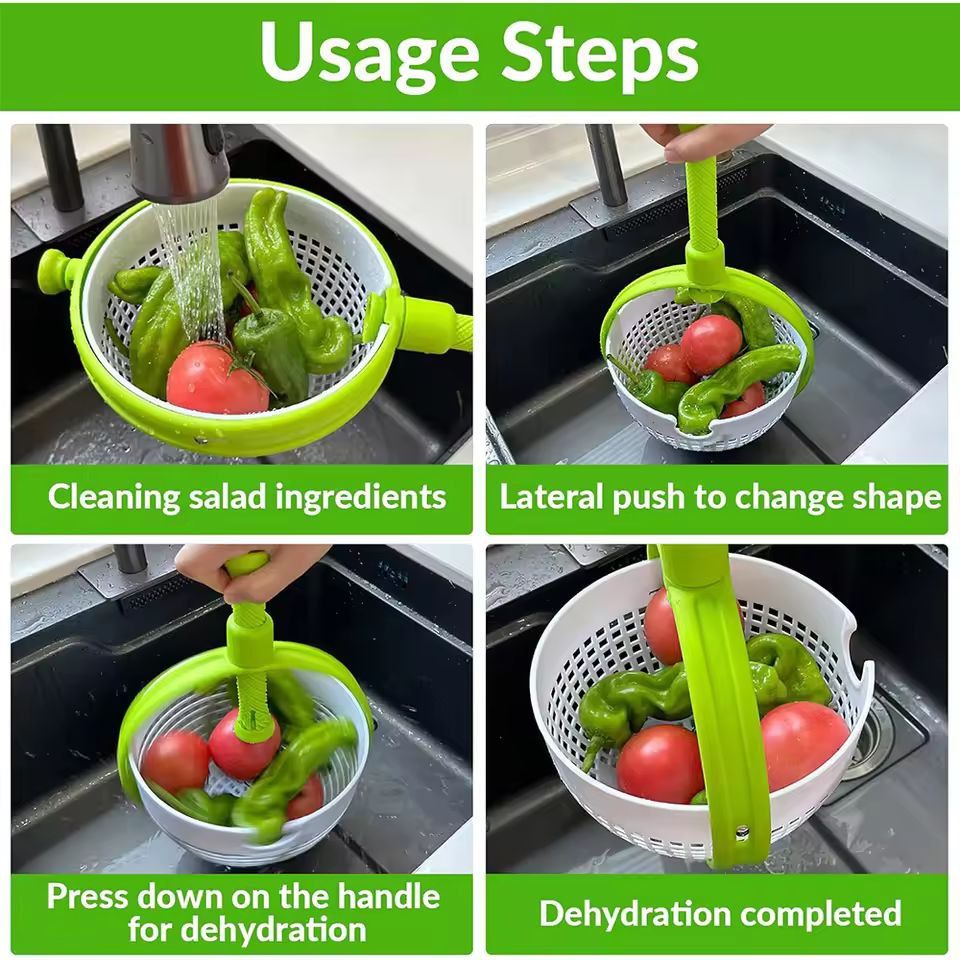 LargeCapacity 3Quart Collapsible Salad Spinner  Colander 1