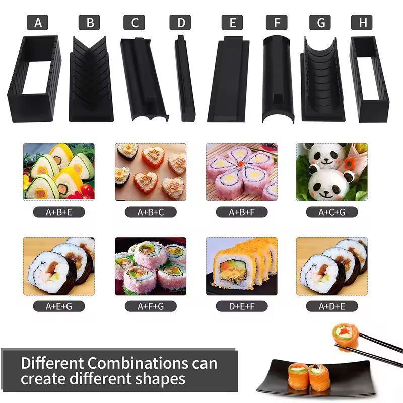HomeChef 10Piece Sushi Maker Kit  Easy DIY Sushi Mold  Rice Roll Press 2