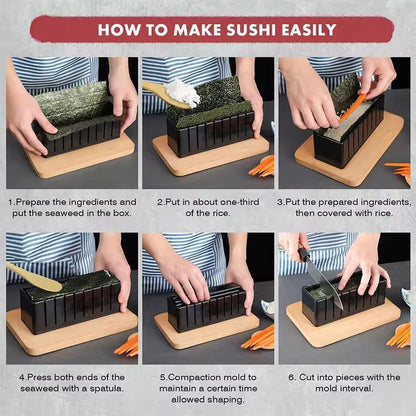HomeChef 10Piece Sushi Maker Kit  Easy DIY Sushi Mold  Rice Roll Press 3
