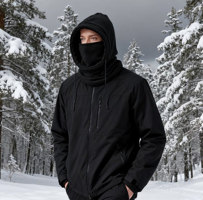 Motorcycle Riding Headgear Warm Knitted Cap, Unisex Winter Balaclava Knit Hood Windproof Mask with Drawstring for Cold