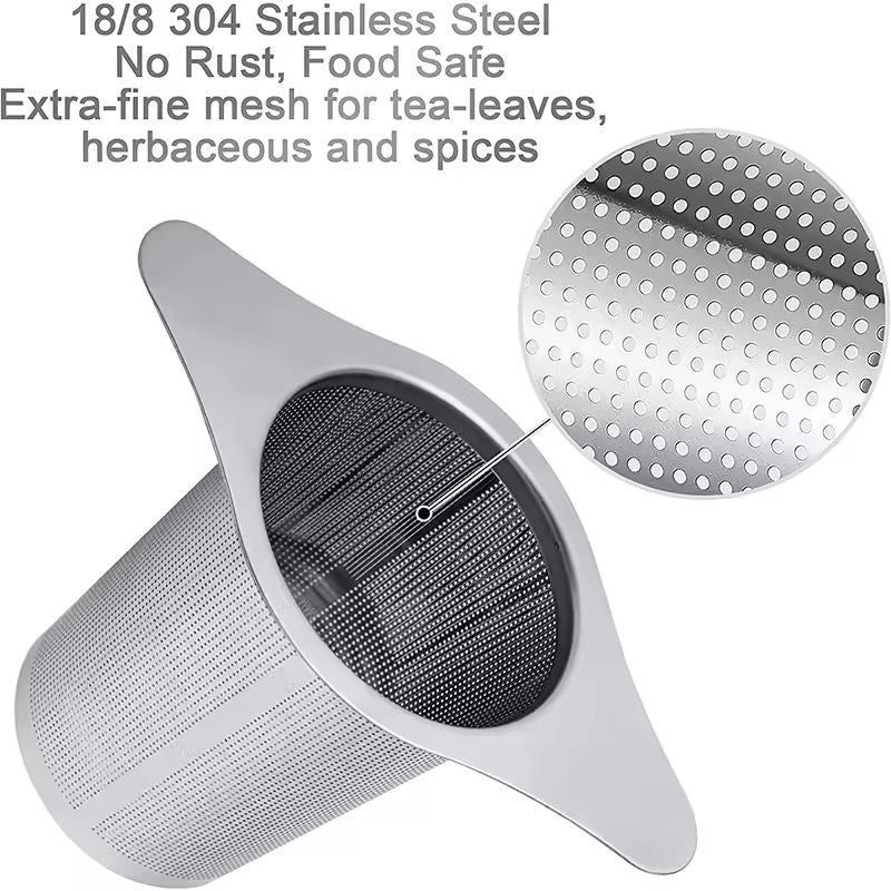 Elegant Stainless Steel Loose Leaf Tea Infuser  Large Mesh Basket With Double Handles  Lid 1