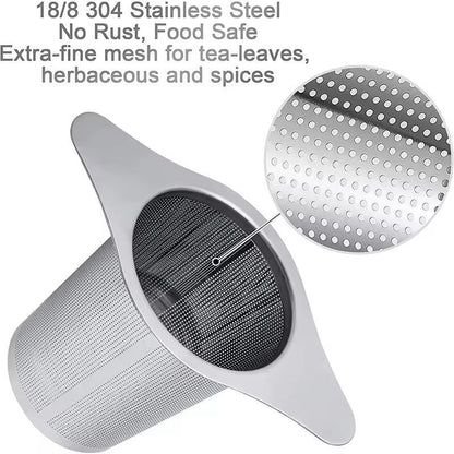 Elegant Stainless Steel Loose Leaf Tea Infuser  Large Mesh Basket With Double Handles  Lid 1