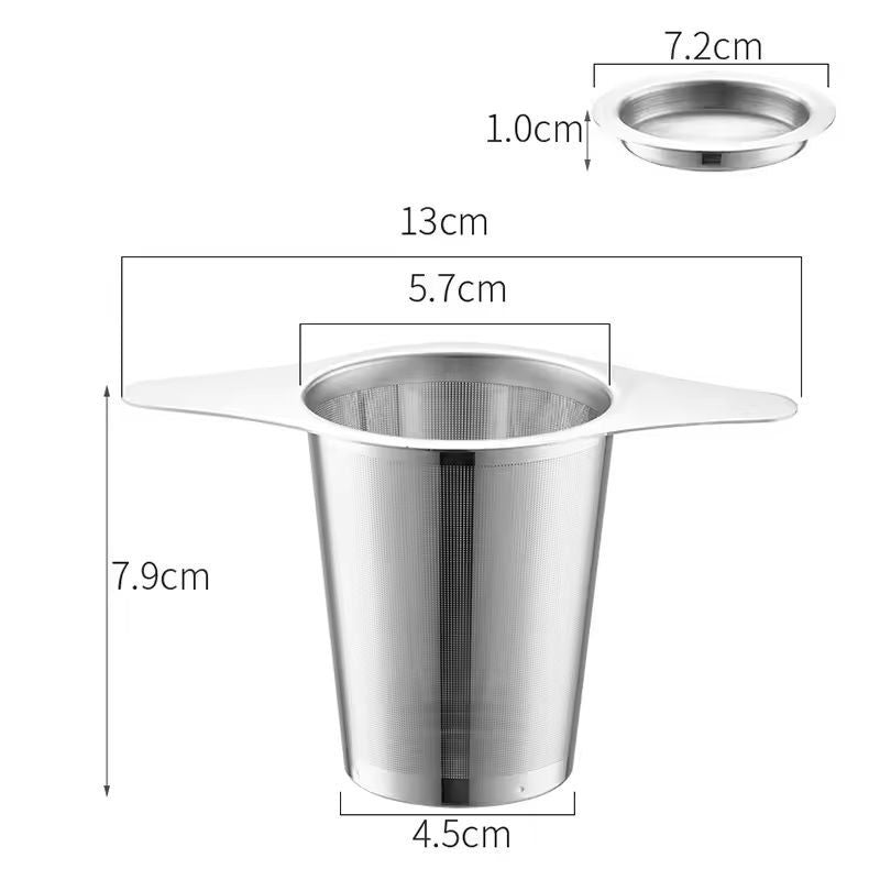 Elegant Stainless Steel Loose Leaf Tea Infuser  Large Mesh Basket With Double Handles  Lid 3