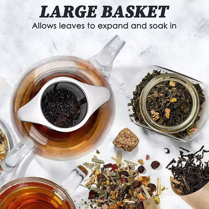 Elegant Stainless Steel Loose Leaf Tea Infuser  Large Mesh Basket With Double Handles  Lid 4