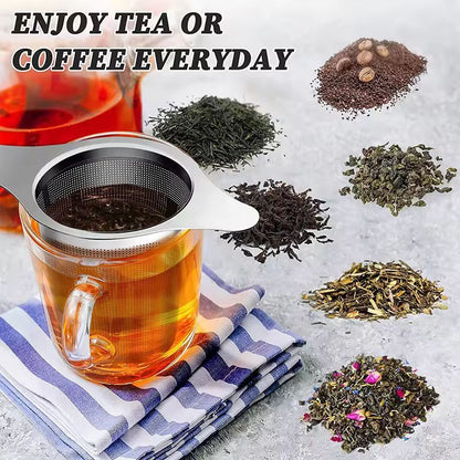 Elegant Stainless Steel Loose Leaf Tea Infuser  Large Mesh Basket With Double Handles  Lid 5