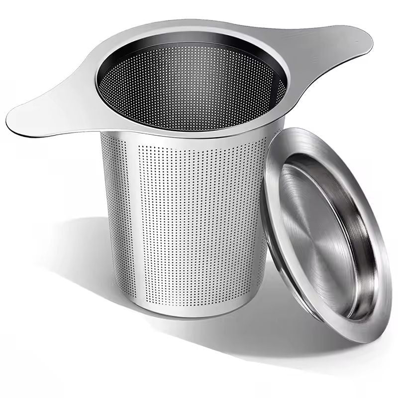 Elegant Stainless Steel Loose Leaf Tea Infuser  Large Mesh Basket With Double Handles  Lid 7