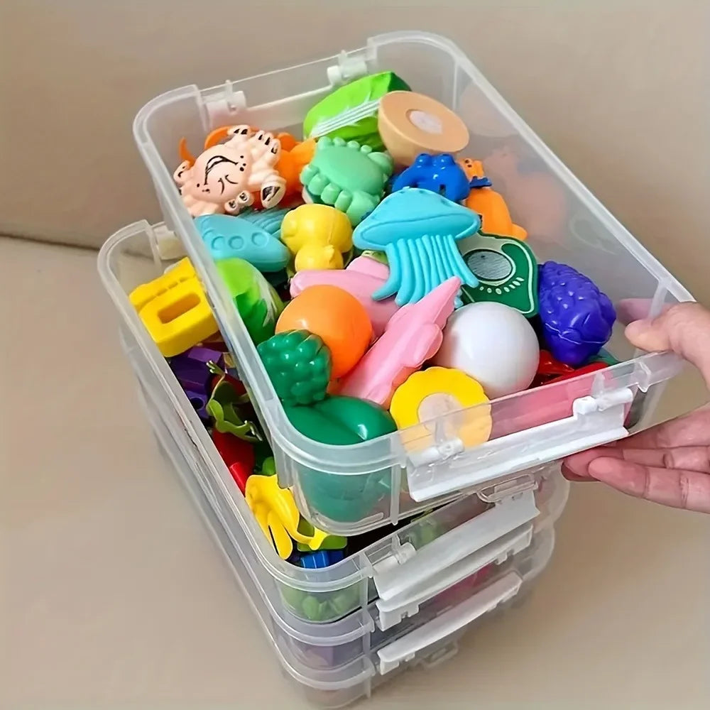 Building Blocks Storage Box Transparent Grid Drawer Visibility Tool Moisture Proof Classification B 2