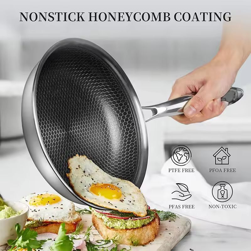 Premium StainlessSteel Hybrid Nonstick Frying Pan  PFOAFree Skillet 3