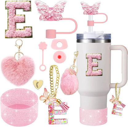 Cup Accessory Set For Stanley Butterfly Straw Cover Cap Silicone Boot Charm Initials Sticker Spill  9