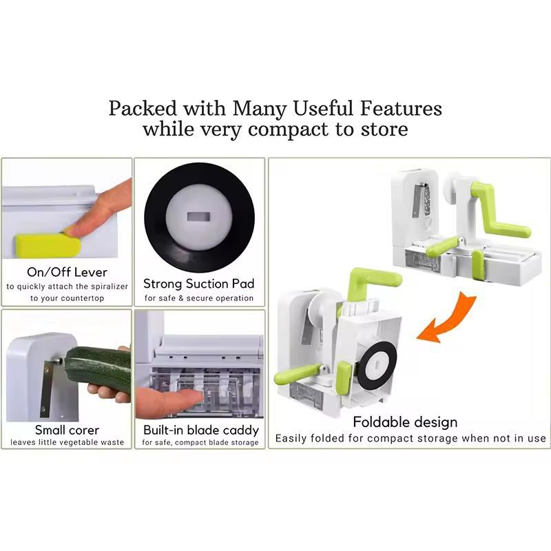 SmartPrep 5in1 Vegetable Spiralizer  Slicer  Foldable Veggie Pasta  Cheese Grater 4