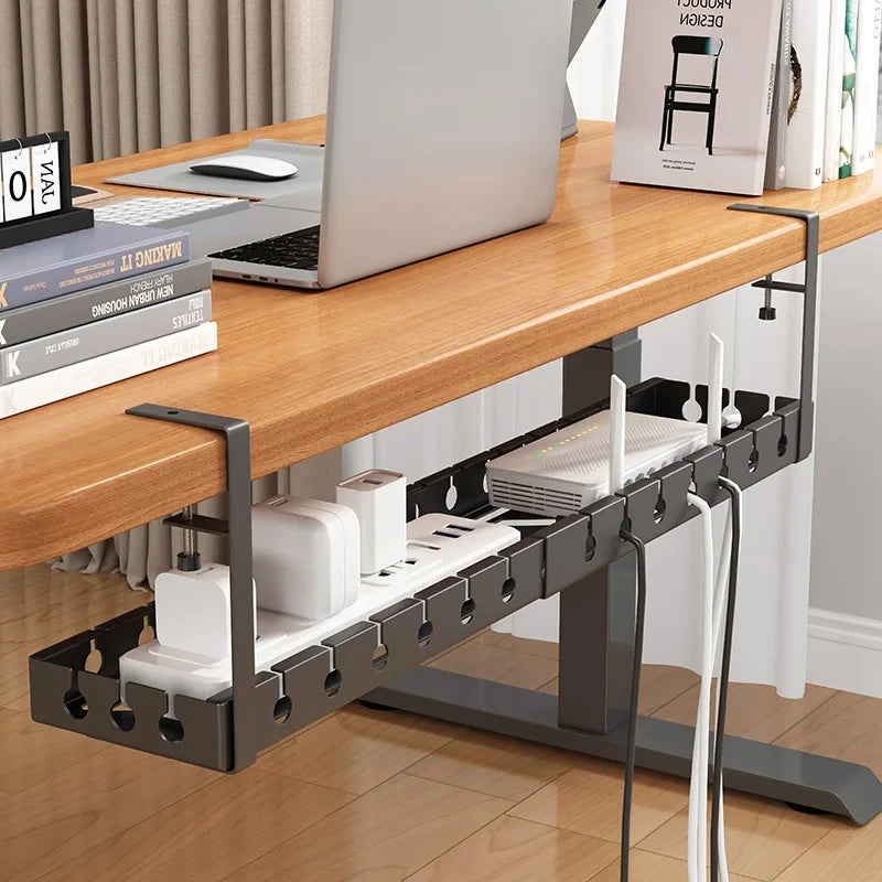 Under Table Storage Rack Home Office Desk Wire Organizer No Punching Metal Tray Retractable Power S 1