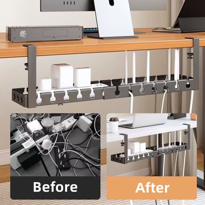 Under Table Storage Rack Home Office Desk Wire Organizer No Punching Metal Tray Retractable Power S 2