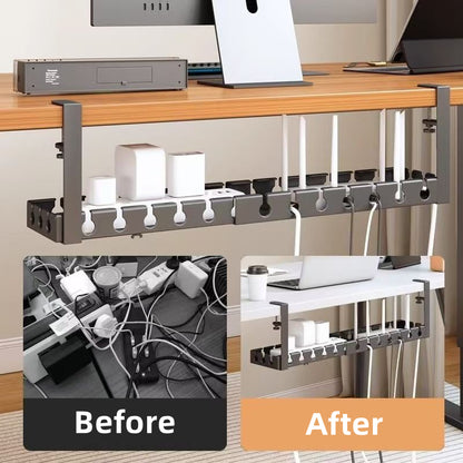 Under Table Storage Rack Home Office Desk Wire Organizer No Punching Metal Tray Retractable Power S 2