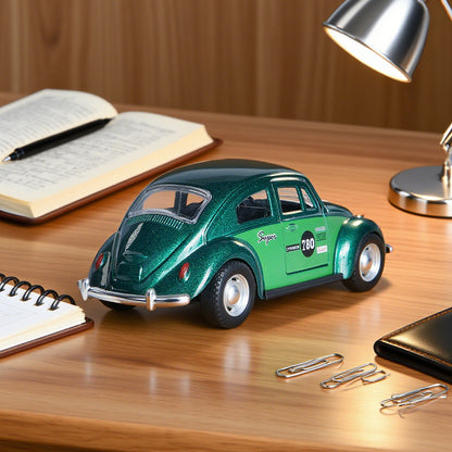 Retro Green Beetle Toy Car Alloy Model Car Pull Back Action Openable Doors Childrens Gift Boys Toy  2