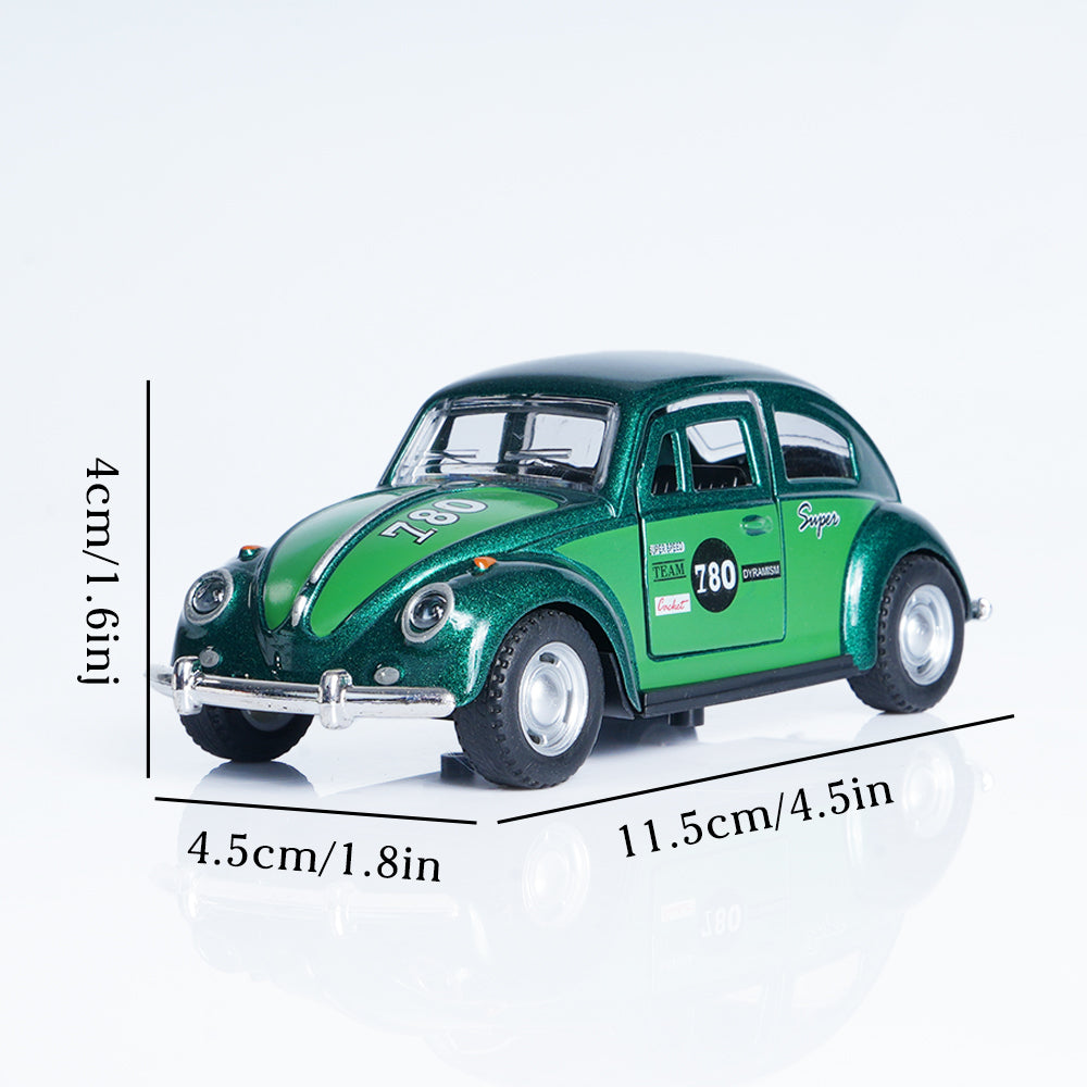 Retro Green Beetle Toy Car Alloy Model Car Pull Back Action Openable Doors Childrens Gift Boys Toy  4