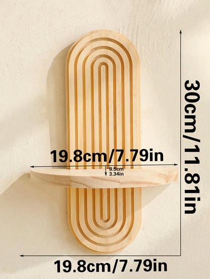 Style Wooden Wall Shelves Geometric Wall Mounted Shelves Modern Home Decor Natural Wood Finish Plan 6