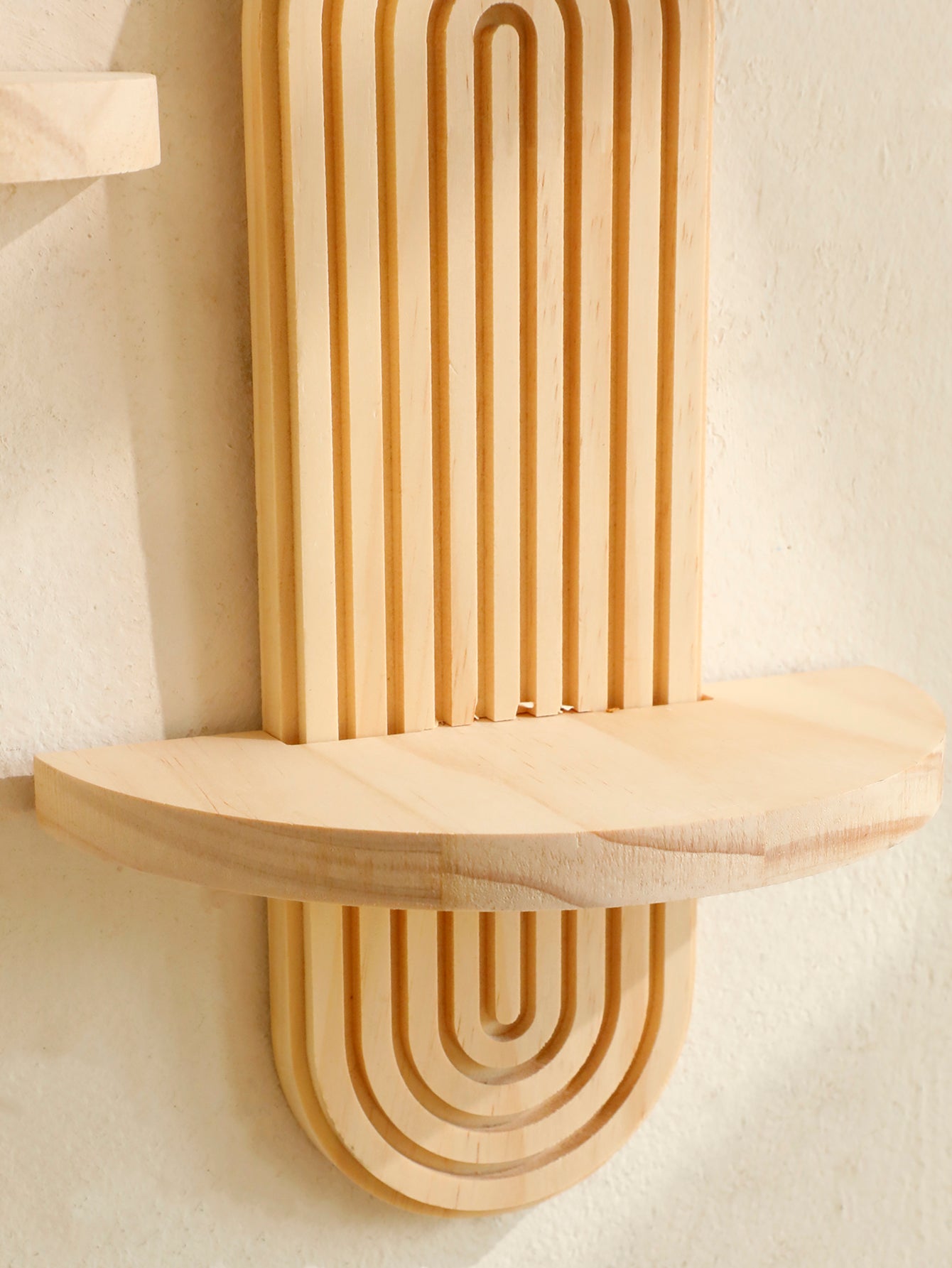 Style Wooden Wall Shelves Geometric Wall Mounted Shelves Modern Home Decor Natural Wood Finish Plan 4