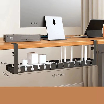 Under Table Storage Rack Home Office Desk Wire Organizer No Punching Metal Tray Retractable Power S 6