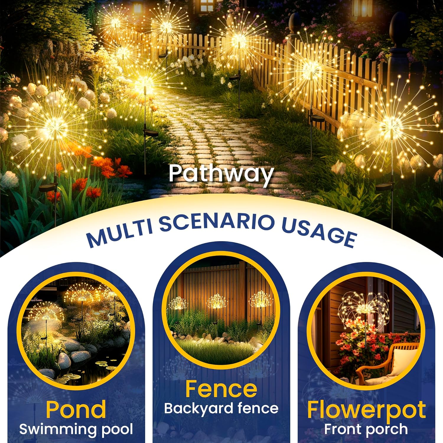 Garden Decoration Lawn Pathway Waterproof Light For Patio Yard Party Christmas Wedding Solar LED Fi 2
