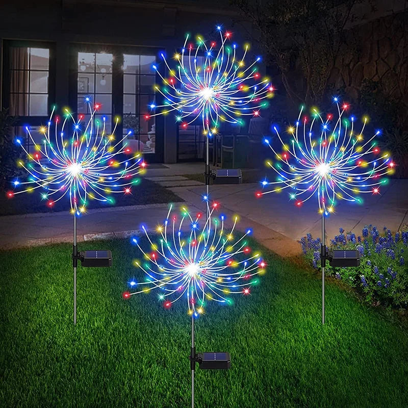 Garden Decoration Lawn Pathway Waterproof Light For Patio Yard Party Christmas Wedding, Solar LED Firework Fairy Light