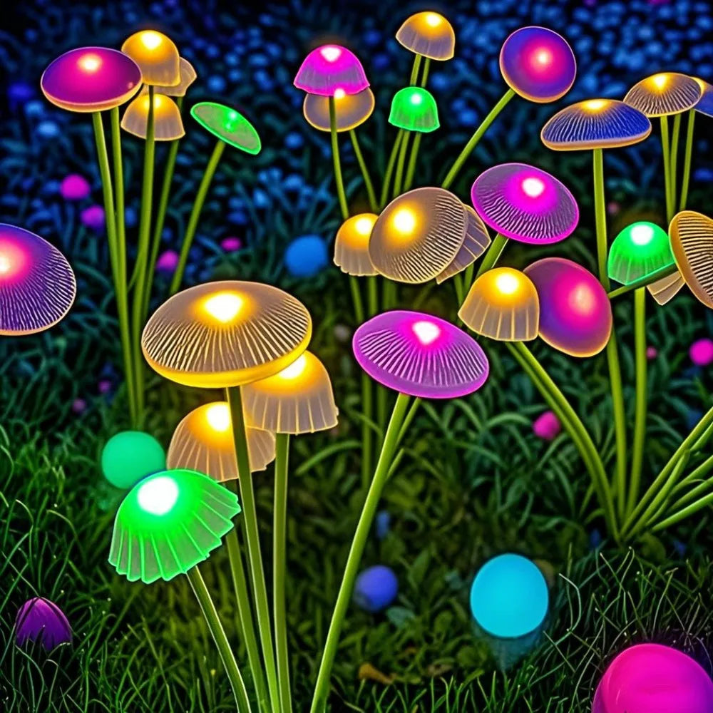 LED Solar Mushroom Lights Waterproof Decor, Solar Garden Lights Dual Mode Jellyfish Patio Pathway Yard Ambiance