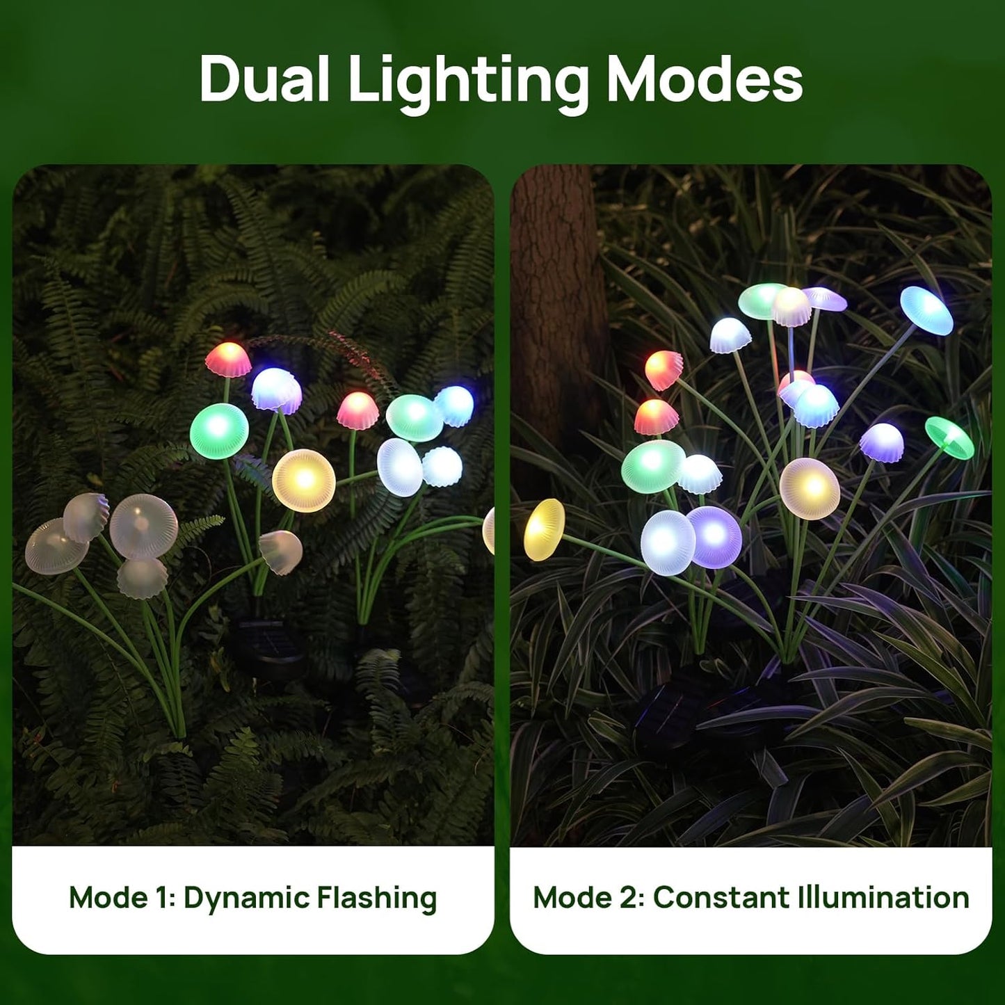 LED Solar Mushroom Lights Waterproof Decor, Solar Garden Lights Dual Mode Jellyfish Patio Pathway Yard Ambiance