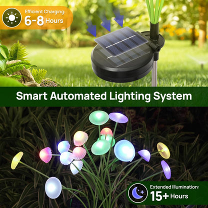 LED Solar Mushroom Lights Waterproof Decor, Solar Garden Lights Dual Mode Jellyfish Patio Pathway Yard Ambiance