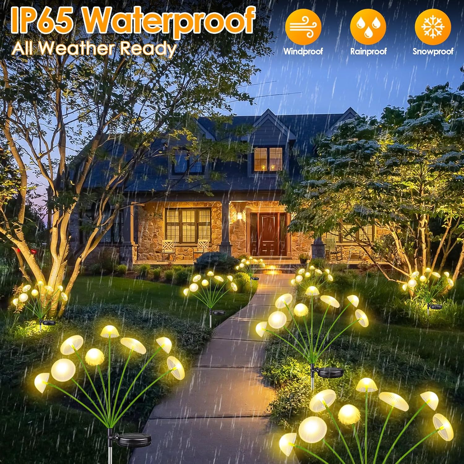 LED Solar Mushroom Lights Waterproof Decor, Solar Garden Lights Dual Mode Jellyfish Patio Pathway Yard Ambiance