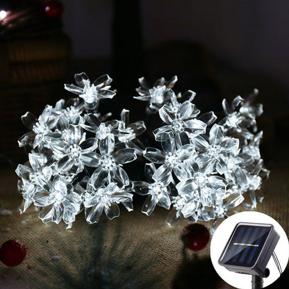 Peach Flower Cherry, Solar Fairy String Light Sakura Garlands, LED Lamp For Wedding Party Garden Christmas Outdoor Decor