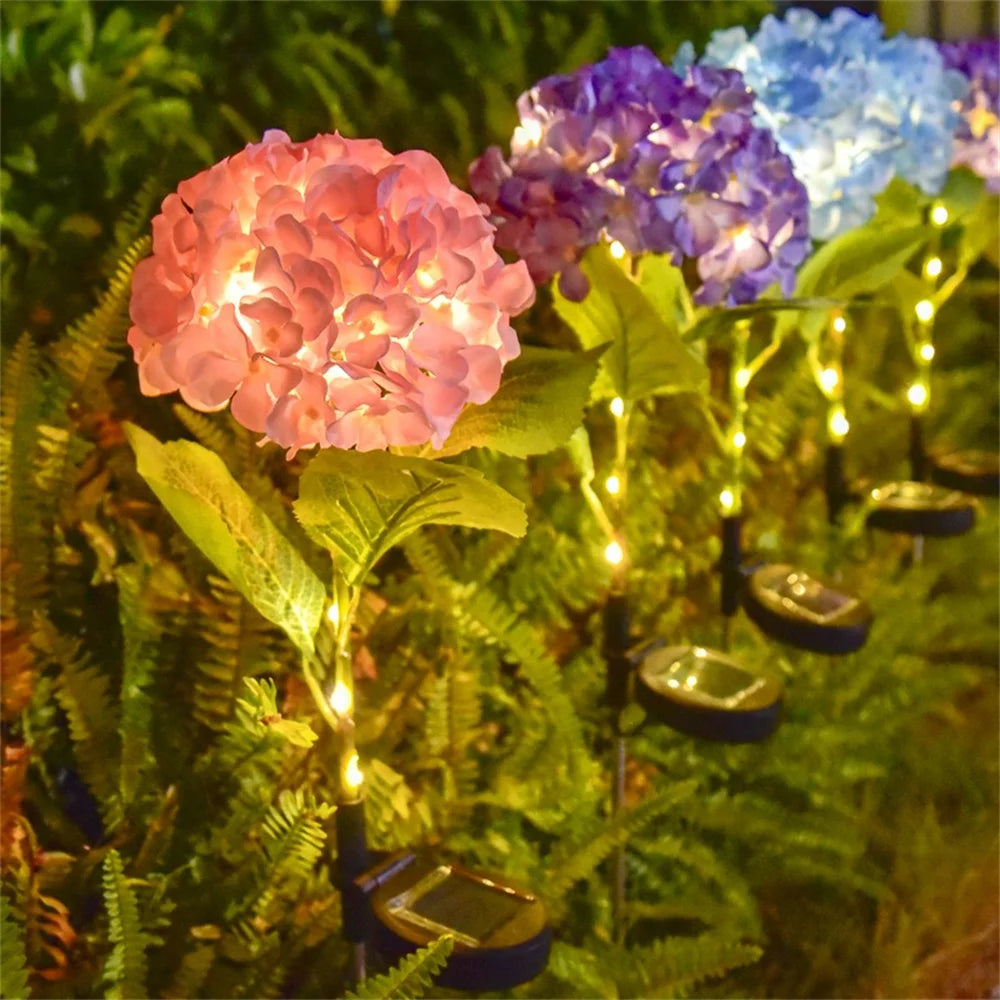 Solar Garden Light Outdoor, Waterproof LED Flowers, Hydrangea Light, Stake Light for Garden Pathway Backyard Decorative
