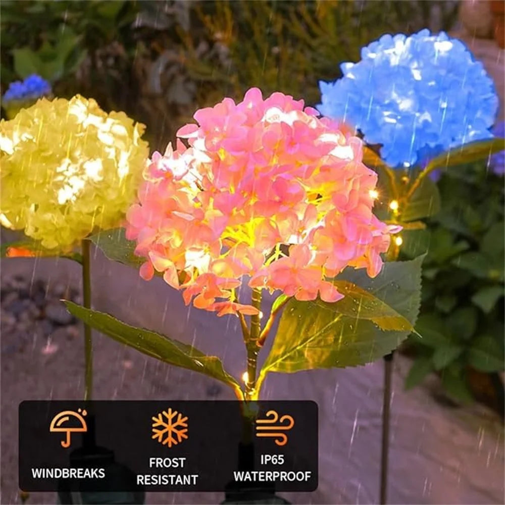 Solar Garden Light Outdoor, Waterproof LED Flowers, Hydrangea Light, Stake Light for Garden Pathway Backyard Decorative
