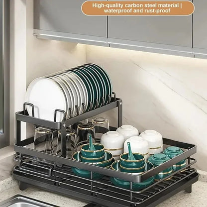 Adjustable Dish Drying Rack Drainboard Organizer For Kitchen Plates Cutlery Storage Over Sink Count 1