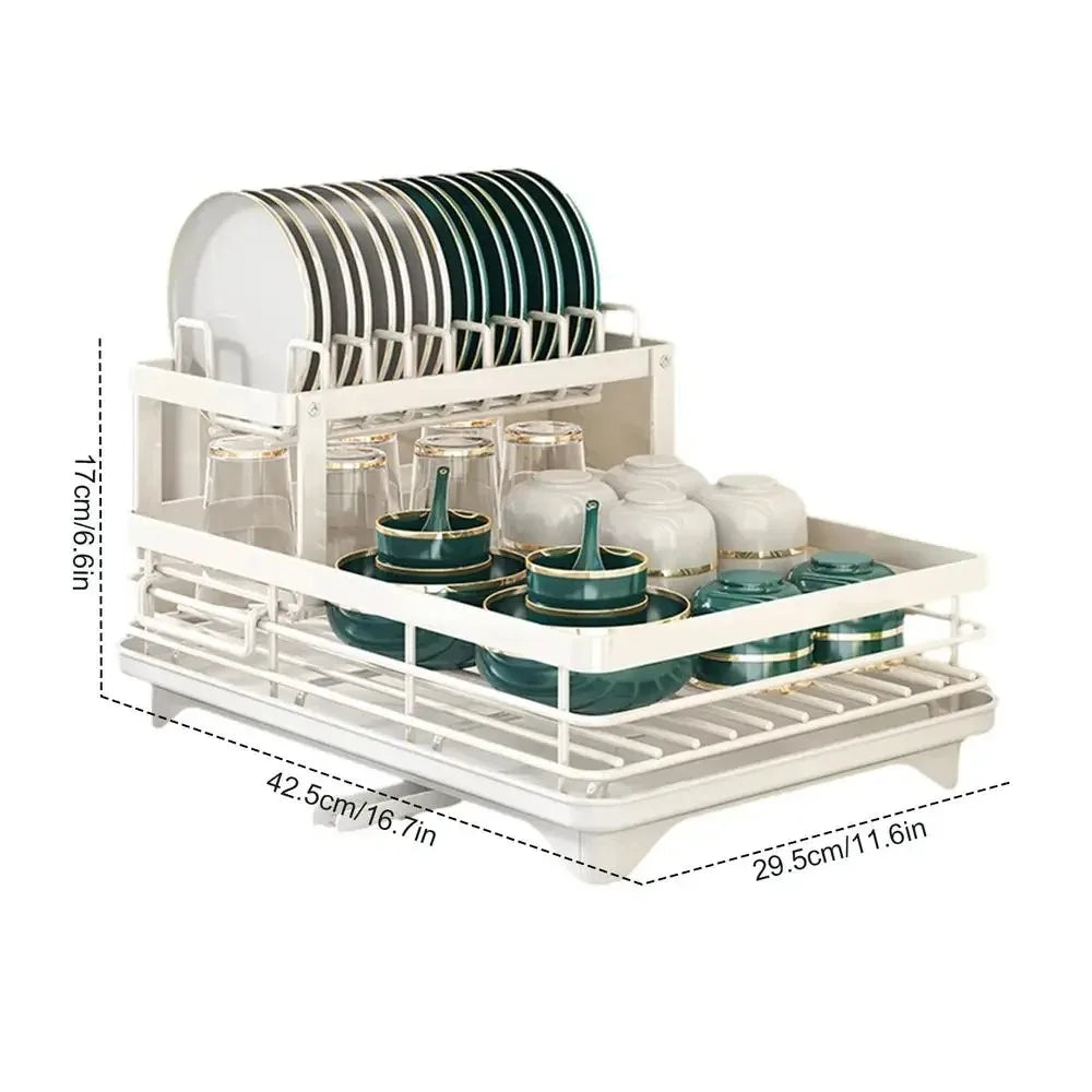 Adjustable Dish Drying Rack Drainboard Organizer For Kitchen Plates Cutlery Storage Over Sink Count 4