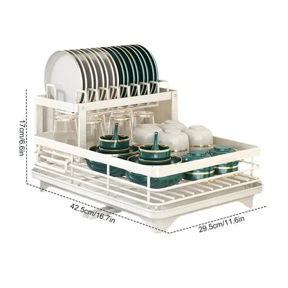 Adjustable Dish Drying Rack Drainboard Organizer For Kitchen Plates Cutlery Storage Over Sink Count 4