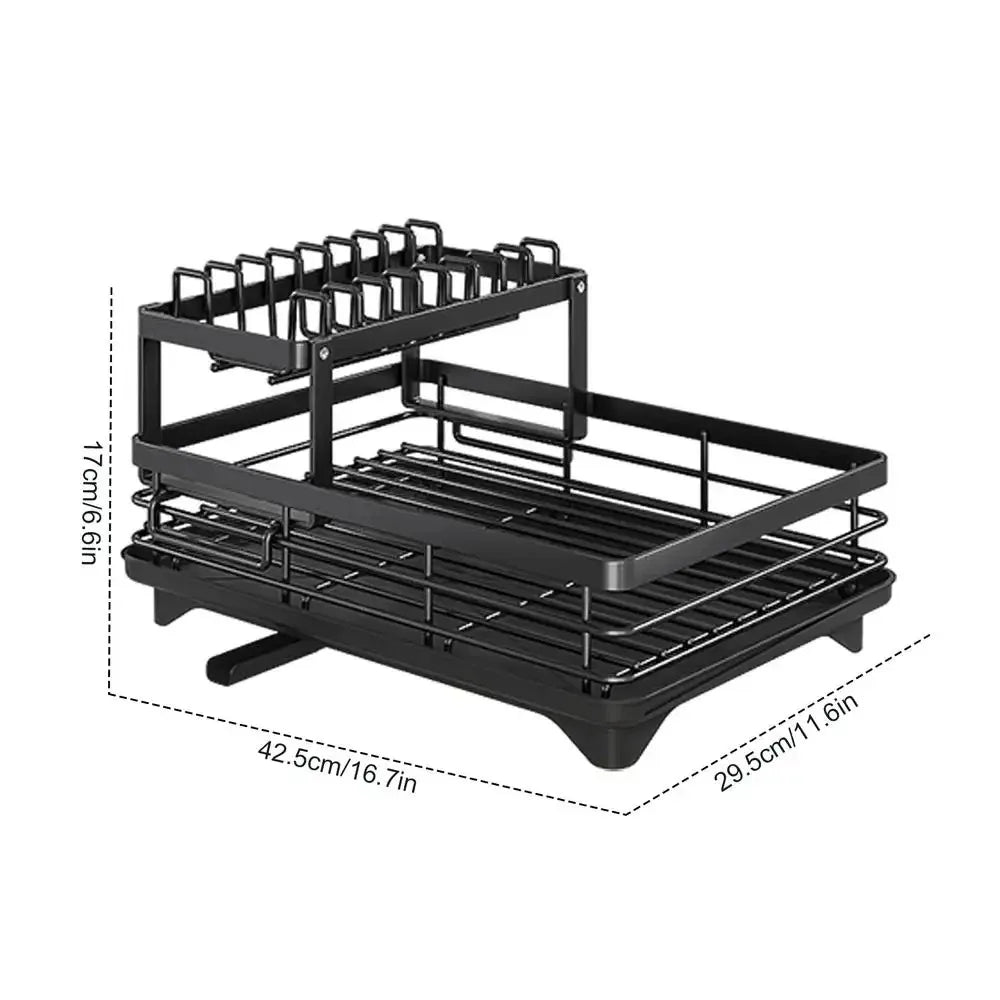 Adjustable Dish Drying Rack Drainboard Organizer For Kitchen Plates Cutlery Storage Over Sink Count 5