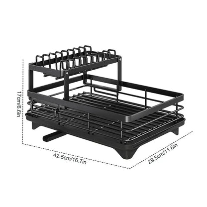 Adjustable Dish Drying Rack Drainboard Organizer For Kitchen Plates Cutlery Storage Over Sink Count 5