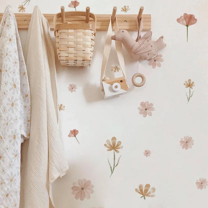 Flowers Wall Stickers Child Water Colour Bedroom Decor Living Room Home Art Eco Friendly Removable  1
