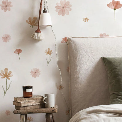Flowers Wall Stickers Child Water Colour Bedroom Decor Living Room Home Art Eco Friendly Removable  2
