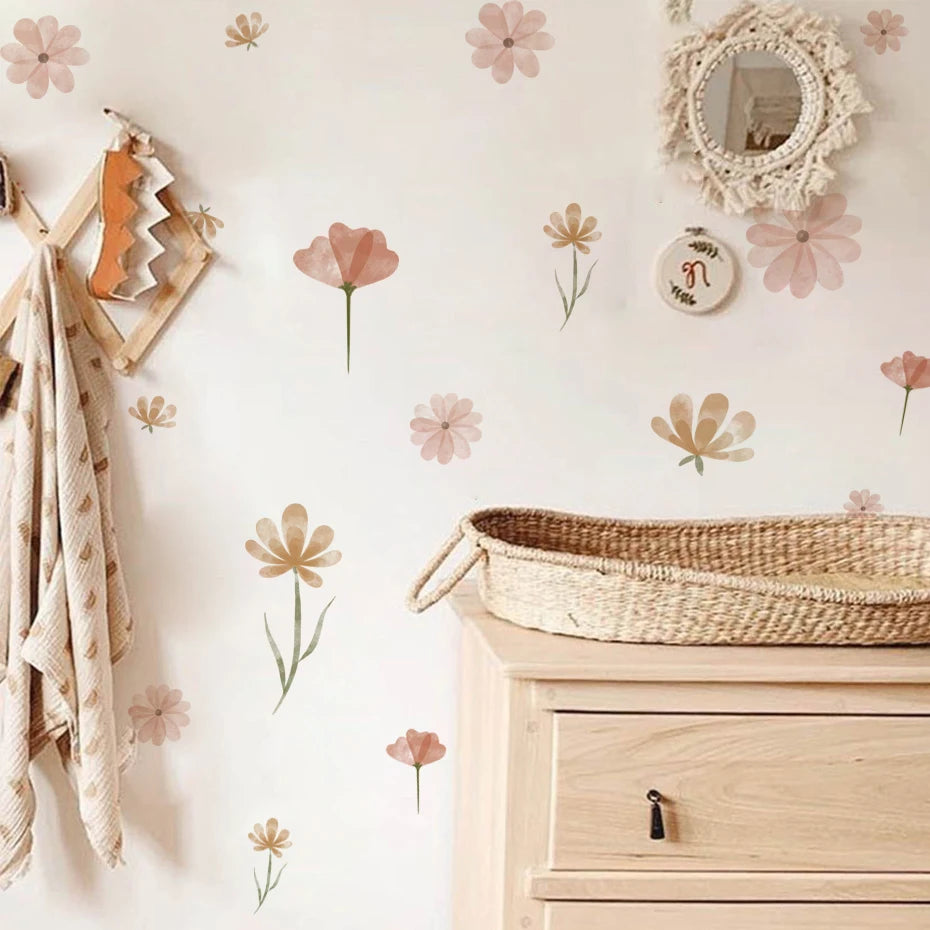 Flowers Wall Stickers Child Water Colour Bedroom Decor Living Room Home Art Eco Friendly Removable  3