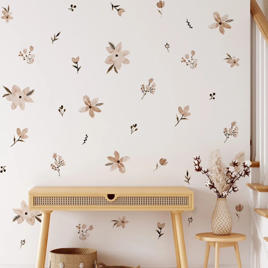 Flowers Wall Stickers Child Water Colour Bedroom Decor Living Room Home Art Eco Friendly Removable  4