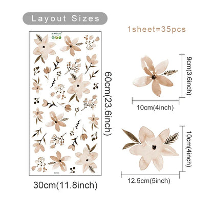Flowers Wall Stickers Child Water Colour Bedroom Decor Living Room Home Art Eco Friendly Removable  8