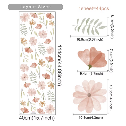 Flowers Wall Stickers Child Water Colour Bedroom Decor Living Room Home Art Eco Friendly Removable  9