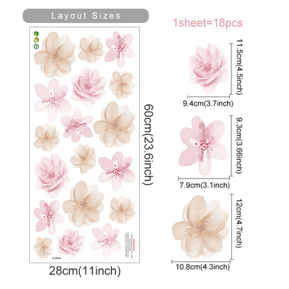Flowers Wall Stickers Child Water Colour Bedroom Decor Living Room Home Art Eco Friendly Removable  10