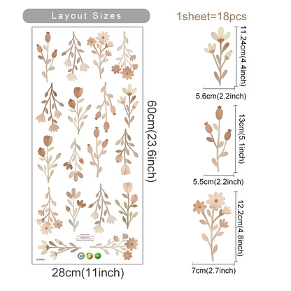 Flowers Wall Stickers Child Water Colour Bedroom Decor Living Room Home Art Eco Friendly Removable  11
