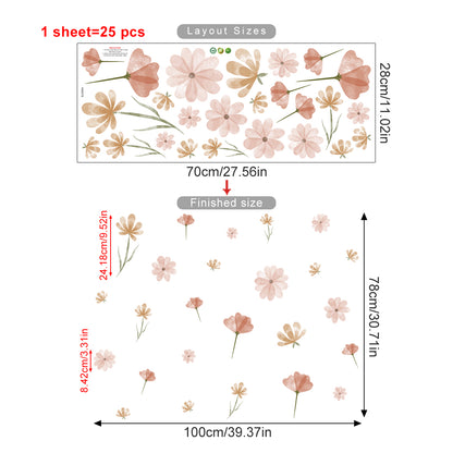 Flowers Wall Stickers Child Water Colour Bedroom Decor Living Room Home Art Eco Friendly Removable  14