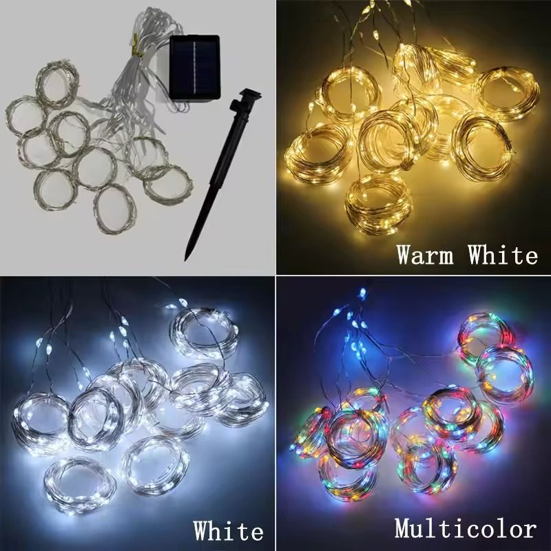 Solar LED Curtain String Lights  Outdoor Garden  Party Hanging Lights 2