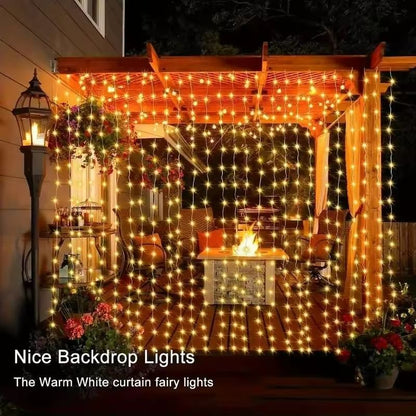 Solar LED Curtain String Lights  Outdoor Garden  Party Hanging Lights 4