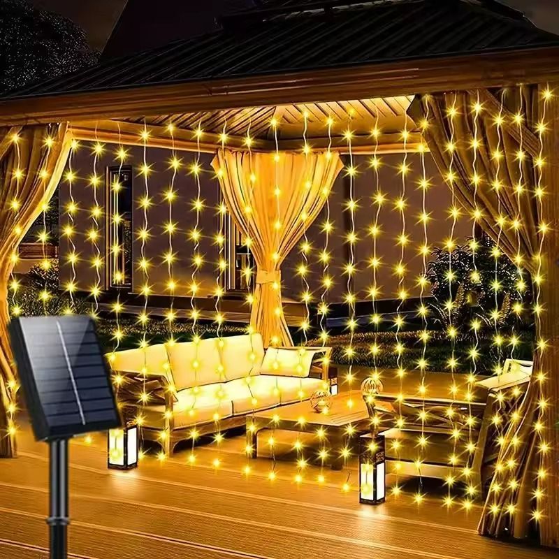 Solar LED Curtain String Lights  Outdoor Garden  Party Hanging Lights 6