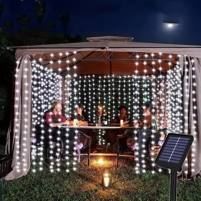 Solar LED Curtain String Lights – Outdoor Garden & Party Hanging Lights